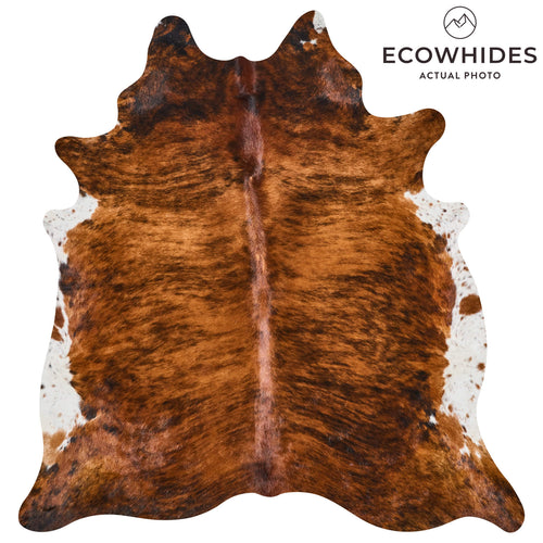 Brazilian Brindle White Belly Cowhide Rug Size 7'1" L x 6'7" W 2565