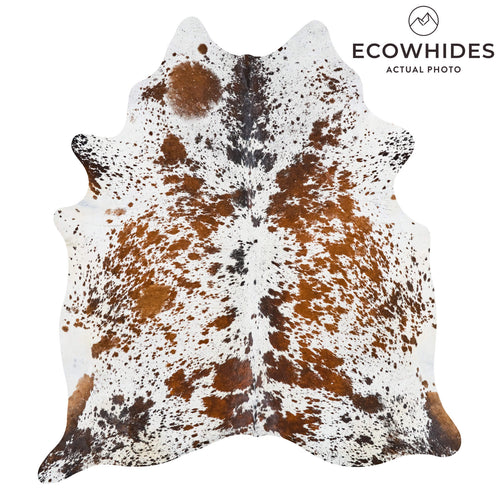 Brazilian Chocolate and White Cowhide Rug Size 7'10" L x 7'1" W 2591