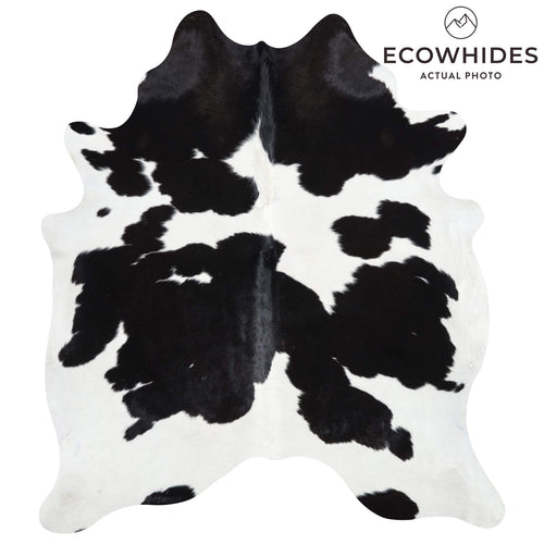 Brazilian Black and White Cowhide Rug Size 6'9" L x 5'10" W 2639