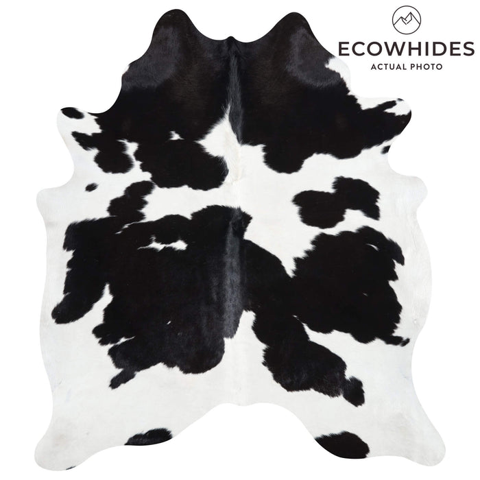 Brazilian Black and White Cowhide Rug Size 6'9" L x 5'10" W 2639