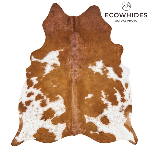 Brazilian Brown and White Cowhide Rug Size 6'7" L x 5'10" W 2652