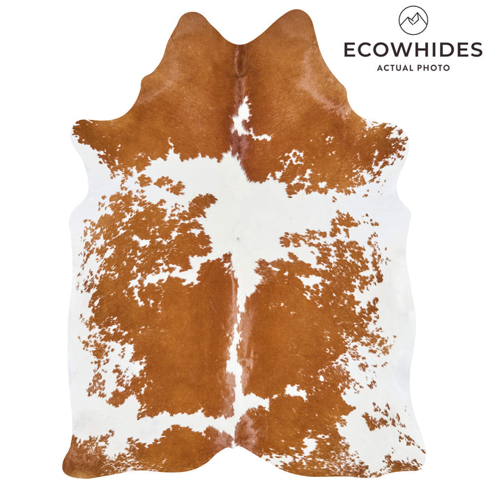 Brazilian Brown and White Cowhide Rug Size 6'6" L x 4'11" W 2654