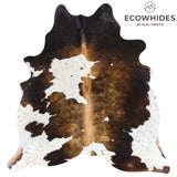 Brazilian Chocolate and White Cowhide Rug Size 6'10" L x 6'4" W 2699