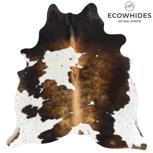 Brazilian Chocolate and White Cowhide Rug Size 6'10" L x 6'4" W 2699