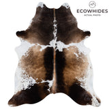 Brazilian Chocolate and White Cowhide Rug Size 7'4" L x 6'4" W 2701