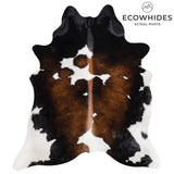 Brazilian Chocolate and White Cowhide Rug Size 7'3" L x 5'10" W 2703