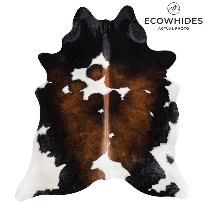 Brazilian Chocolate and White Cowhide Rug Size 7'3" L x 5'10" W 2703