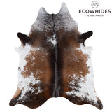 Brazilian Chocolate and White Cowhide Rug Size 8'5" L x 7'0" W 2707