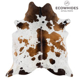 Brazilian Chocolate and White Cowhide Rug Size 6'8" L x 5'10" W 2708
