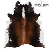 Brazilian Chocolate and White Cowhide Rug Size 6'10" L x 6'3" W 2709
