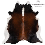 Brazilian Chocolate and White Cowhide Rug Size 7'11" L x 7'2" W 2710
