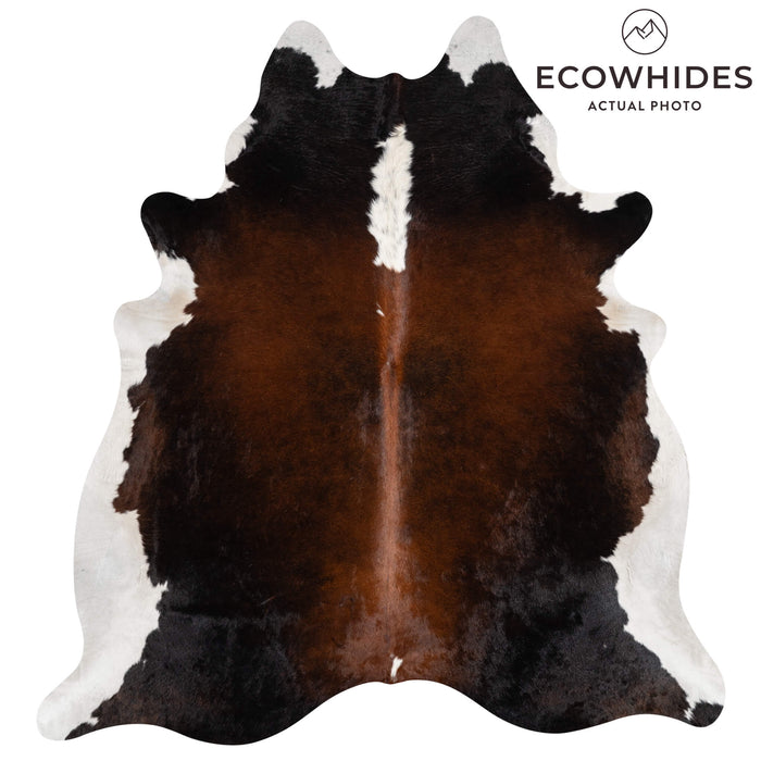 Brazilian Chocolate and White Cowhide Rug Size 7'11" L x 7'2" W 2710