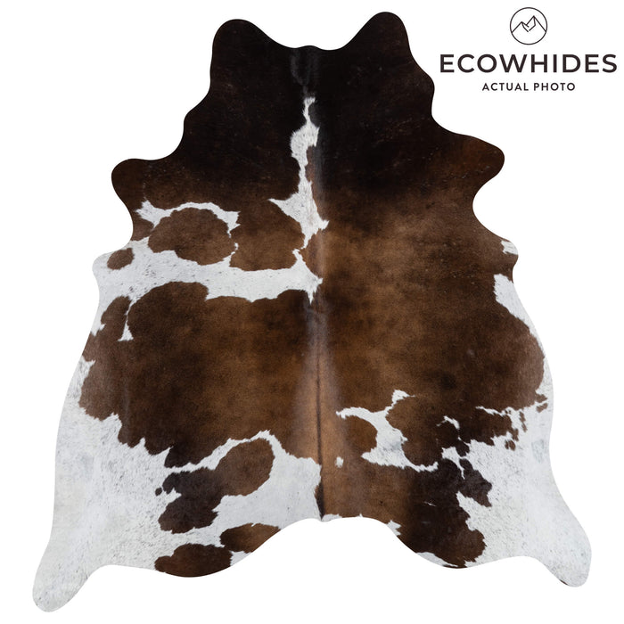 Brazilian Chocolate and White Cowhide Rug Size 7'9" L x 7'2" W 2712