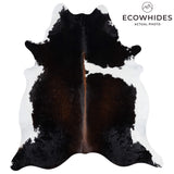 Brazilian Chocolate and White Cowhide Rug Size 7'8" L x 7'0" W 2715
