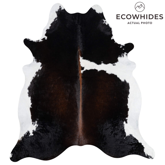 Brazilian Chocolate and White Cowhide Rug Size 7'8" L x 7'0" W 2715