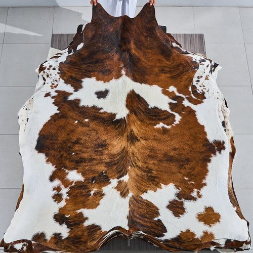 Tricolor Cowhide Rug Size 7'3" L x 6'9" W 2800