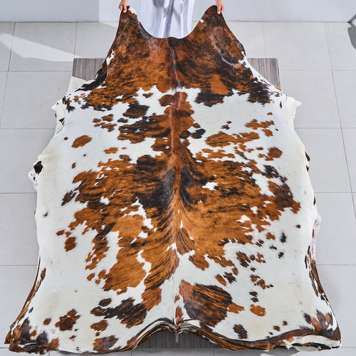 Tricolor Cowhide Rug Size 7'10" L x 6'7" W 2810