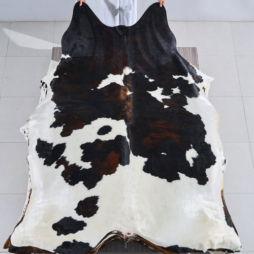 Dark Tricolor Cowhide Rug Size 8'0" L x 6'9" W 2819