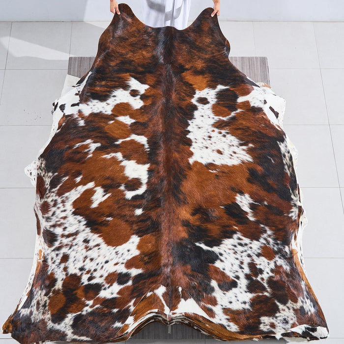 Tricolor Cowhide Rug Size 7'10" L x 7'1" W 2822