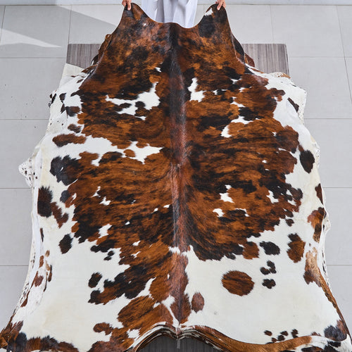Tricolor Cowhide Rug Size 7'7" L x 6'7" W 2823