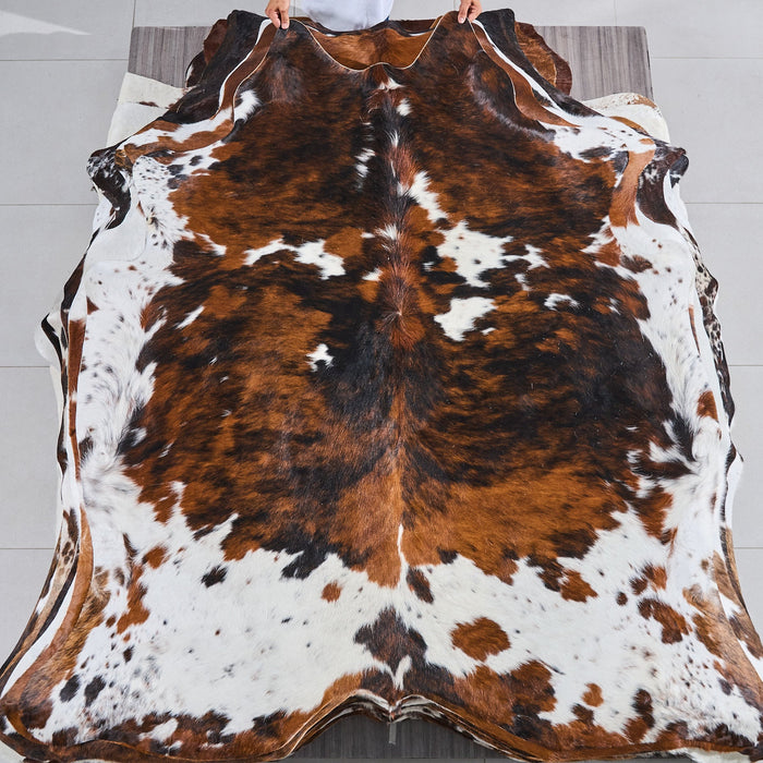 Tricolor Cowhide Rug Size 6'6" L x 6'3" W 2859