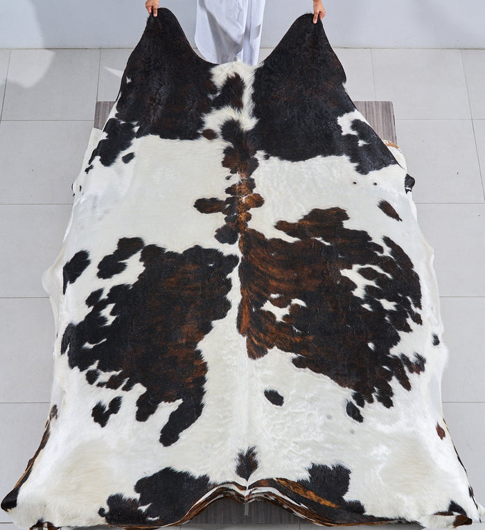 Dark Tricolor Cowhide Rug Size 8'10" L x 7'6" W 2869