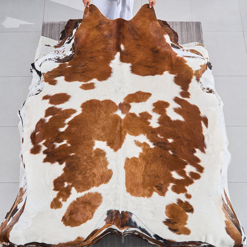 Tricolor Cowhide Rug Size 7'7" L x 6'10" W 2874