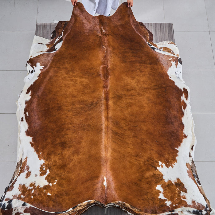 Brindle White Belly Cowhide Rug Size 7'10" L x 6'8" W 2899