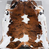 Tricolor Brindle Mix Cowhide Rug Size 6'7" L x 6'2" W 2904