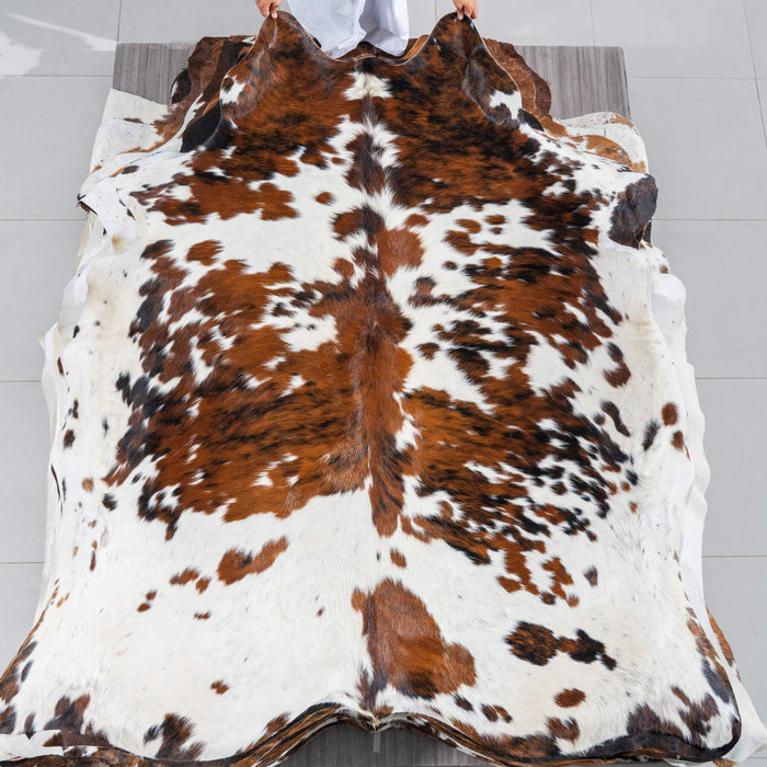 Tricolor Cowhide Rug Size 7'3" L x 6'8" W 2917