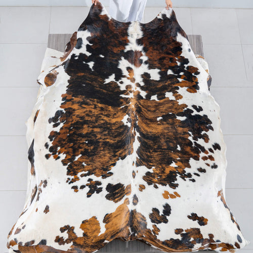Tricolor Cowhide Rug Size 7'11" L x 6'10" W 2920