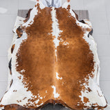 Brown and White Cowhide Rug Size 7'7" L x 6'10" W 2921