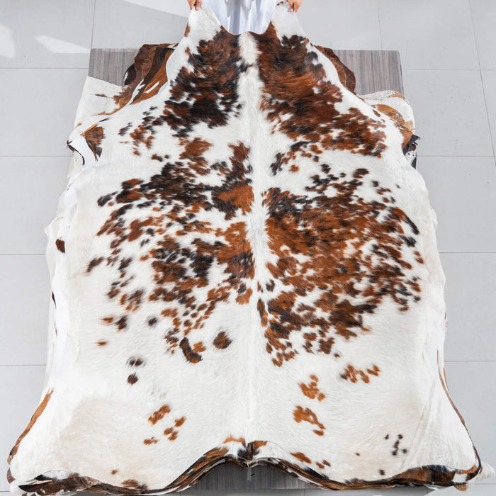 Tricolor Cowhide Rug Size 7'7" L x 6'10" W 2929