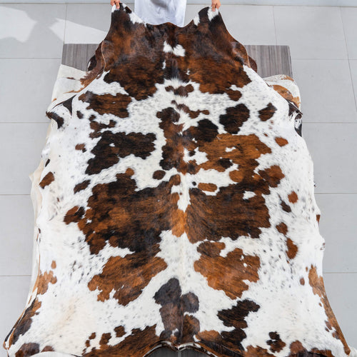 Tricolor Cowhide Rug Size 8'2" L x 6'10" W 2942