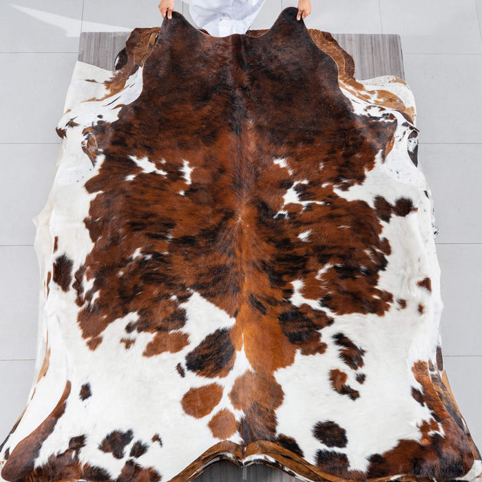 Tricolor Cowhide Rug Size 7'4" L x 6'7" W 2950