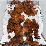 Tricolor Brindle Mix Cowhide Rug Size 6'9" L x 6'5" W 2951