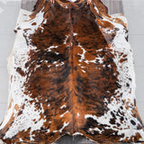 Tricolor Brindle Mix Cowhide Rug Size 6'9" L x 6'5" W 2952