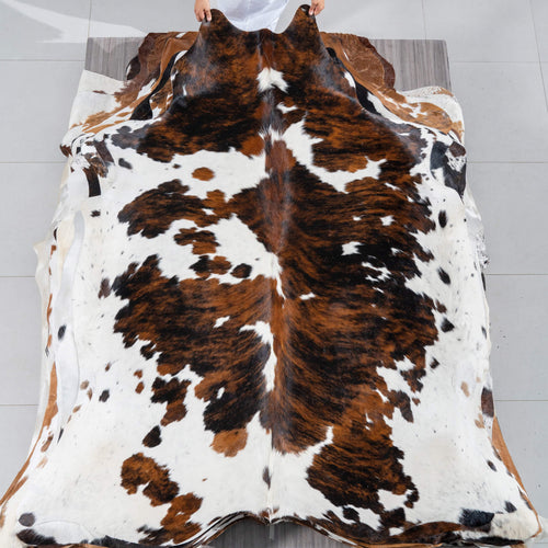 Tricolor Cowhide Rug Size 7'4" L x 6'4" W 2960