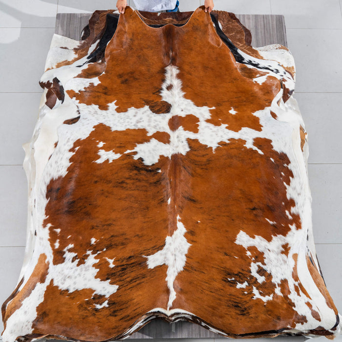Tricolor Cowhide Rug Size 7'4" L x 6'6" W 2971