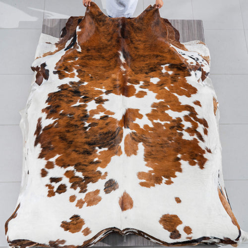 Tricolor Cowhide Rug Size 7'7" L x 6'10" W 2972