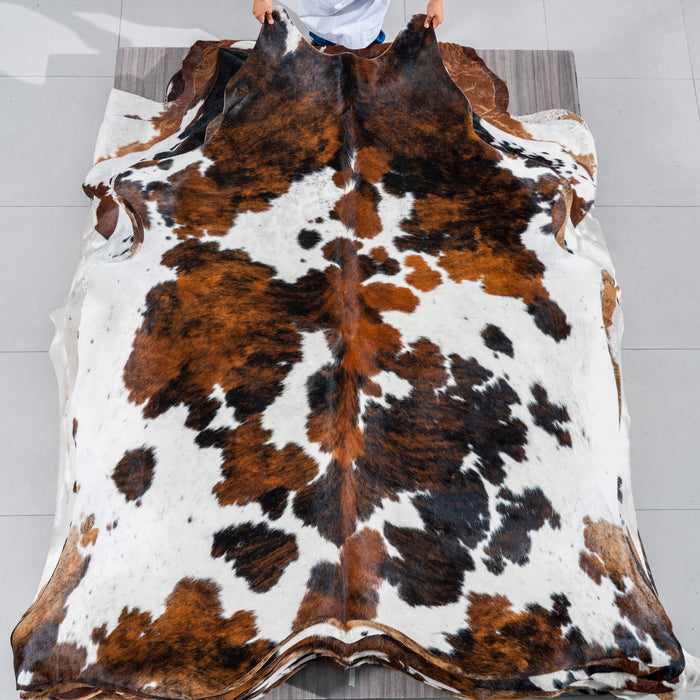 Tricolor Cowhide Rug Size 7'6" L x 6'10" W 2975