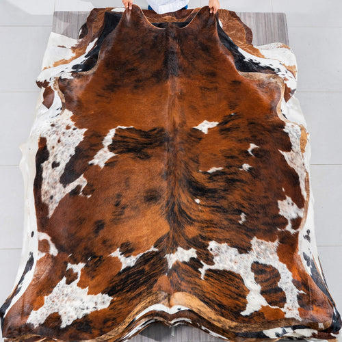 Tricolor Cowhide Rug Size 7'0" L x 6'6" W 2976