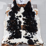 Dark Tricolor Cowhide Rug Size 7'7" L x 6'8" W 2987