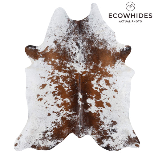 Brazilian Chocolate and White Cowhide Rug Size 8'0" L x 6'9" W 3002