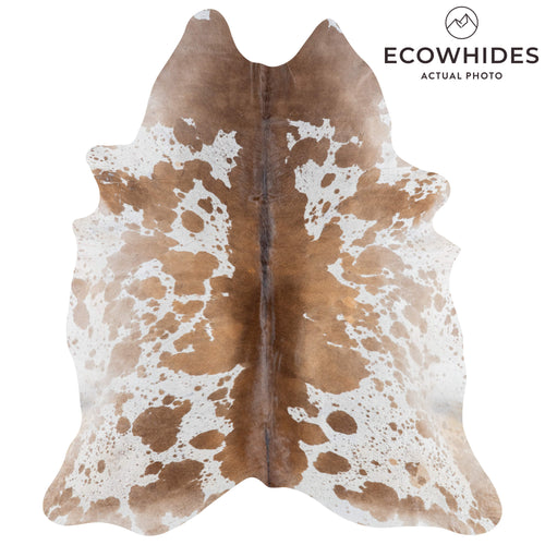 Brazilian Chocolate and White Cowhide Rug Size 7'3" L x 6'4" W 3016