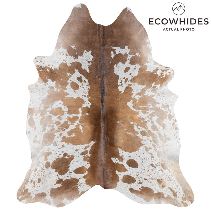 Brazilian Chocolate and White Cowhide Rug Size 7'3" L x 6'4" W 3016