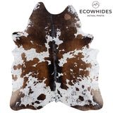 Brazilian Chocolate and White Cowhide Rug Size 6'11" L x 5'11" W 3045