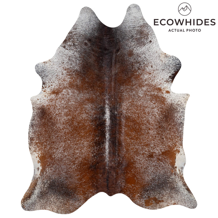 Brazilian Brown Salt and Pepper Cowhide Rug Size 7'7" L x 6'4" W 3058