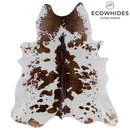 Brazilian Chocolate and White Cowhide Rug Size 7'4" L x 6'2" W 3067