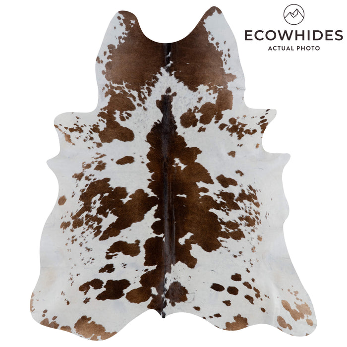 Brazilian Chocolate and White Cowhide Rug Size 7'4" L x 6'2" W 3067